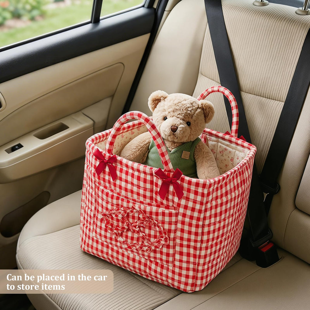 Floral Fabric Storage Basket Car Interior Storage Basket Underwear Sundries Laundry Baskets Supplies Home Organizer