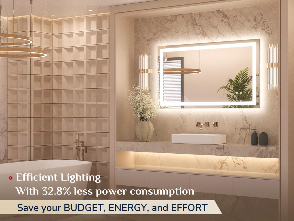 40x24 Inch LED Bathroom Mirror with Lights, Frontlit & Backlit