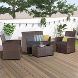 4 Piece Outdoor Patio Furniture Sets, Patio Sectional Furniture Conversation Sofa Set
