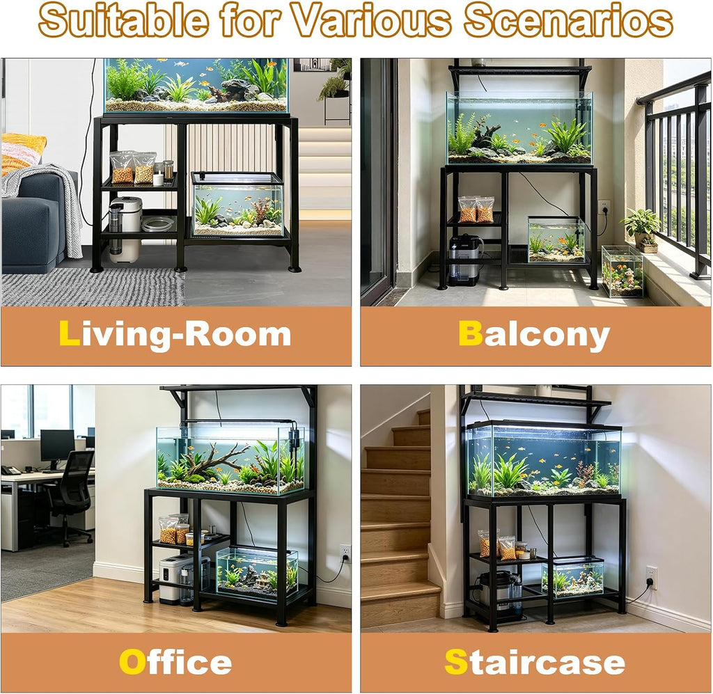 40 Gallon Fish Tank Stand - Aquarium Stand with Power Outlets, 37.7" x 19.2" x 58.66", Heavy-Duty Metal Tank Stand