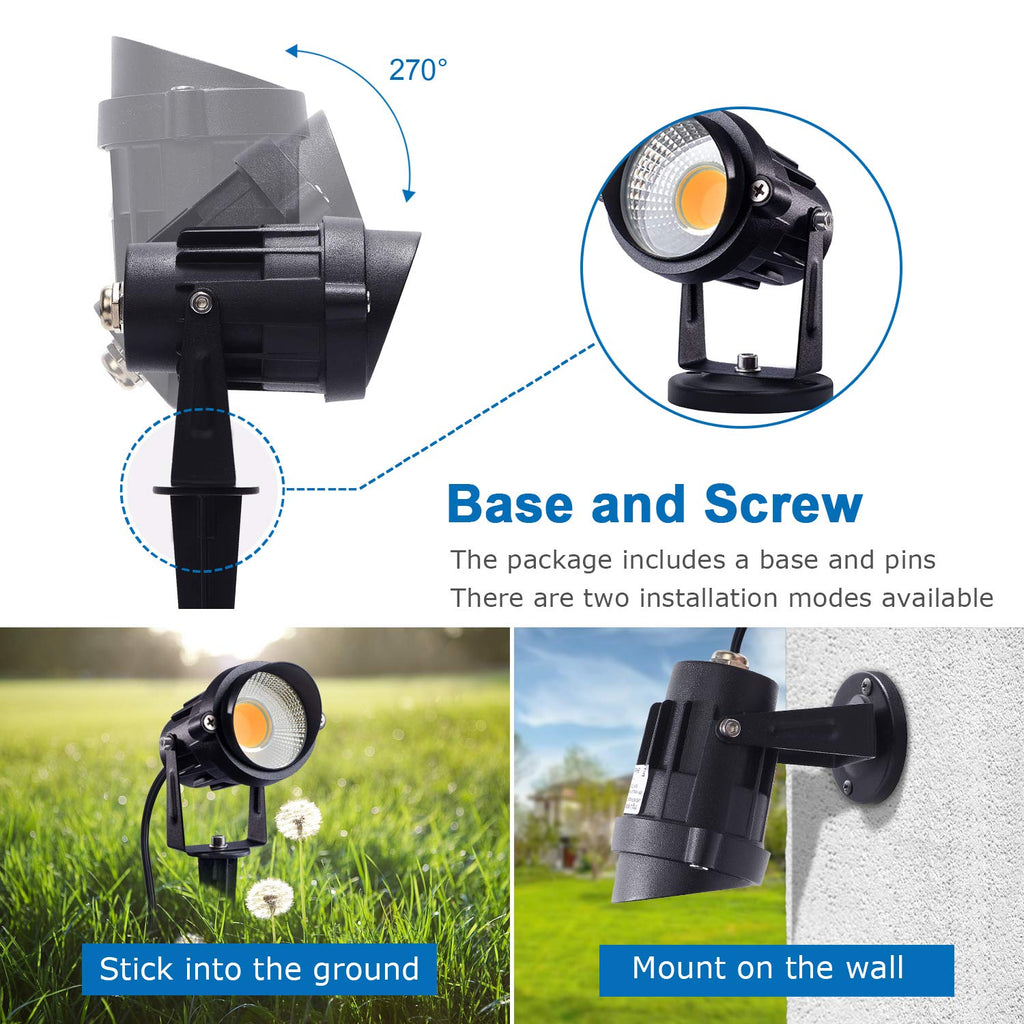LED Outdoor Spotlight 12W Landscape Lighting 120V AC Waterproof Landscape Lights Spot Lights for Yard with Spiked