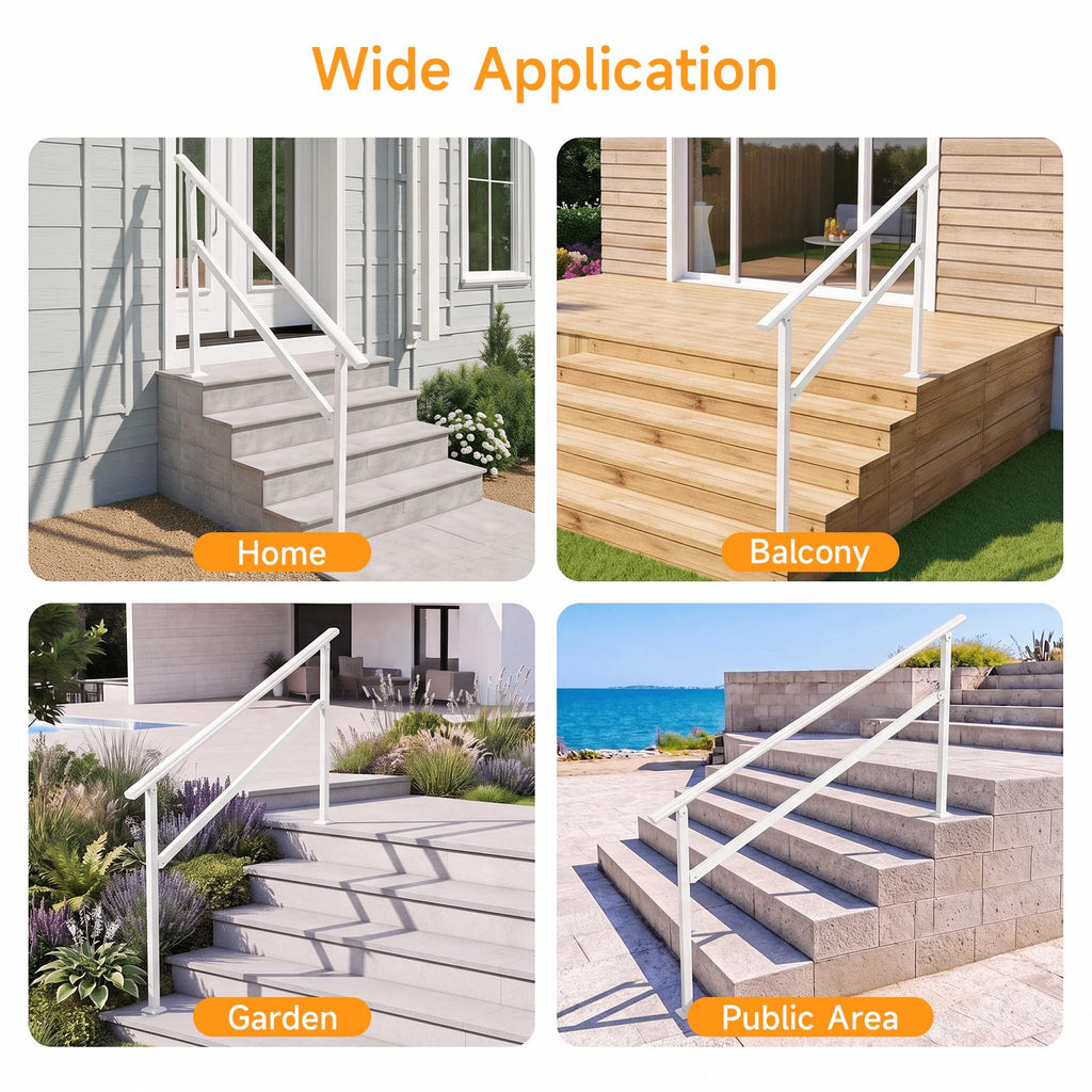 Hand Rails for Outdoor Steps 2-5 Steps Wrought Iron Handrails