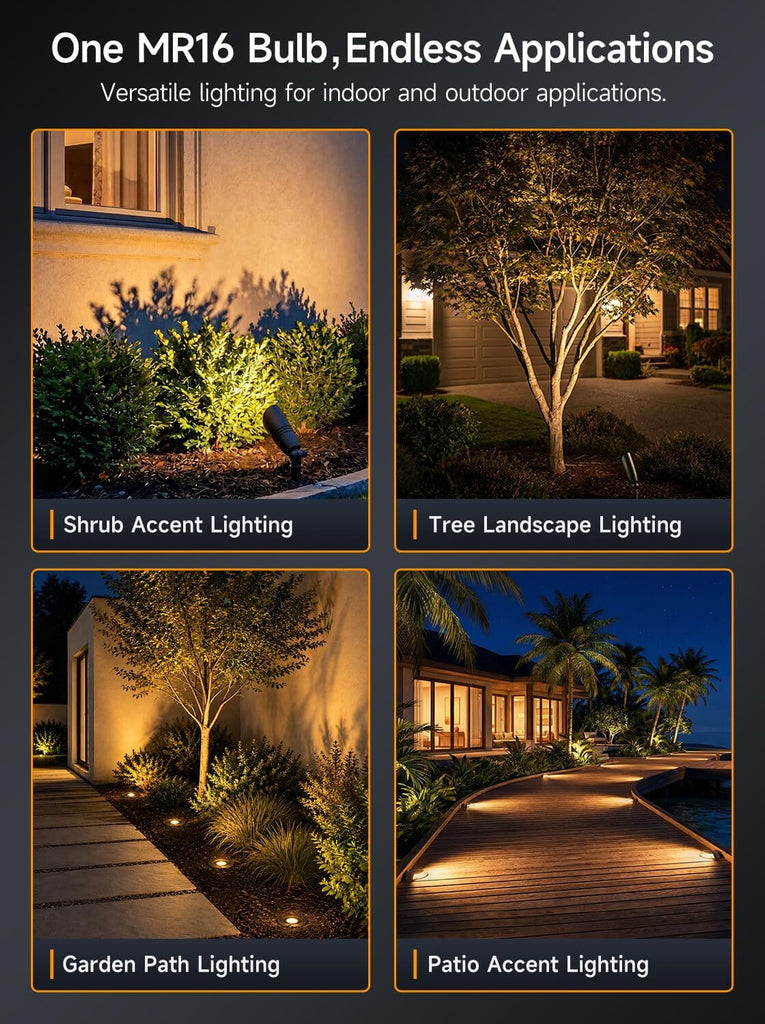 MR16 LED Bulbs 12V 5W GU5.3, 2700K Warm White, 4 Pack