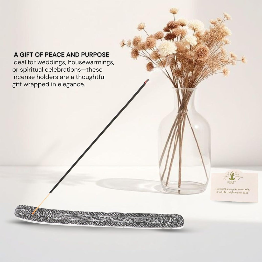 Metal Incense Stick Holder 9.5" Long, Ash Catcher-Silver Finish Ideal Gift for Wedding, Aromatherapy, Zen - Set of 6