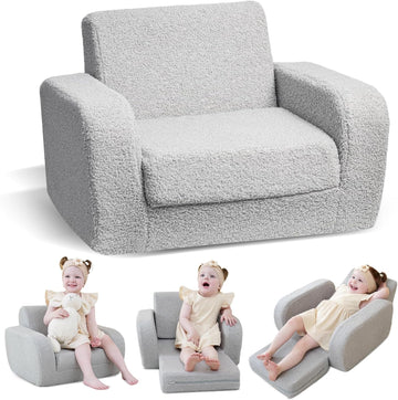In-1 Toddler Couch, Toddler Chairs Comfy 3+ Years Old, Gray
