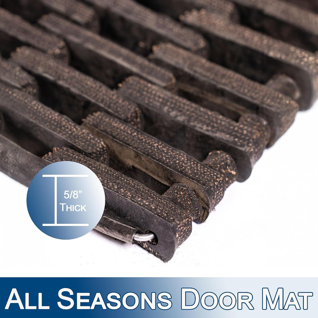 Durite Outdoor Entrance Mat, Recycled Rubber Tire-Link Doormat, Heavy Duty Straight Weave Drainage Mat, Black, 17" x