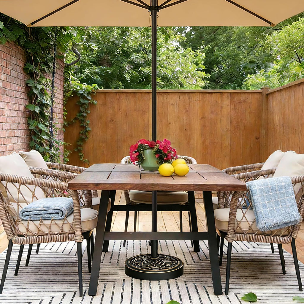Round Patio Umbrella Base, 20" 26.5LB Heavy Weight Stand Antiqued Umbrella Stand with Adjustable Pole Adapters Fits