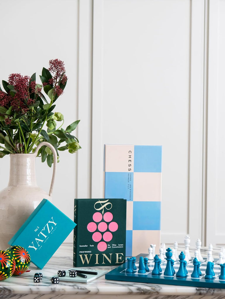 Play Blue Chess Set - Wooden Pieces & Foldable Chess Board