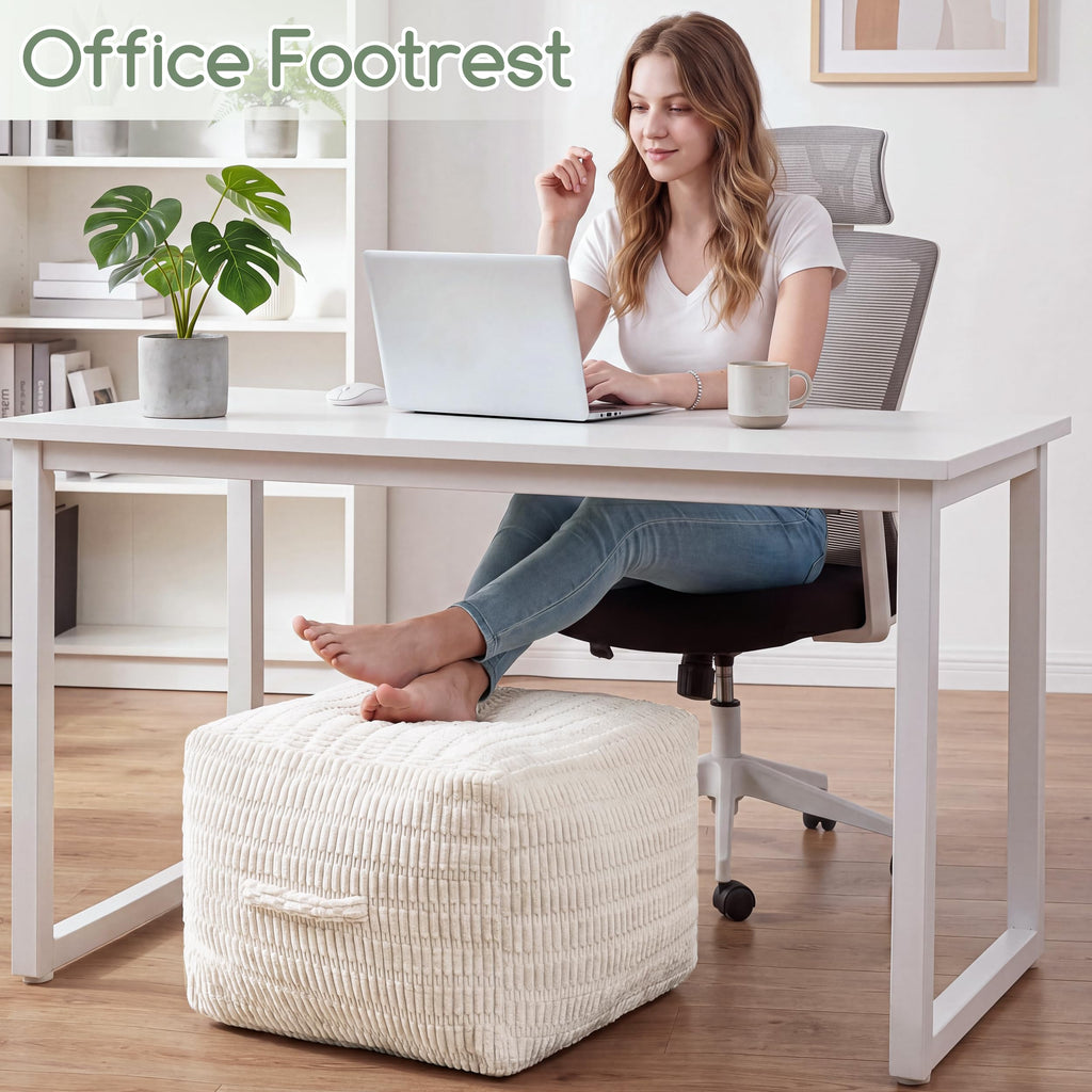 Pouf Ottoman Stuffed Square Modern Foam Filled Foot Rest Poufs Chair Decorative 20 X 14 Inches Boho Relax Stool for