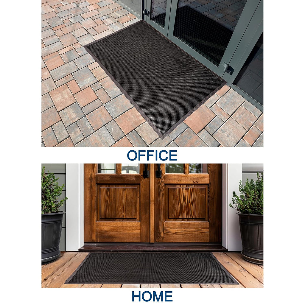Heavy Duty Rubber Fingertip Entrance Mat, Outdoor Doormat with Dirt Trapping Surface, Non-Slip Rubber Door Mat