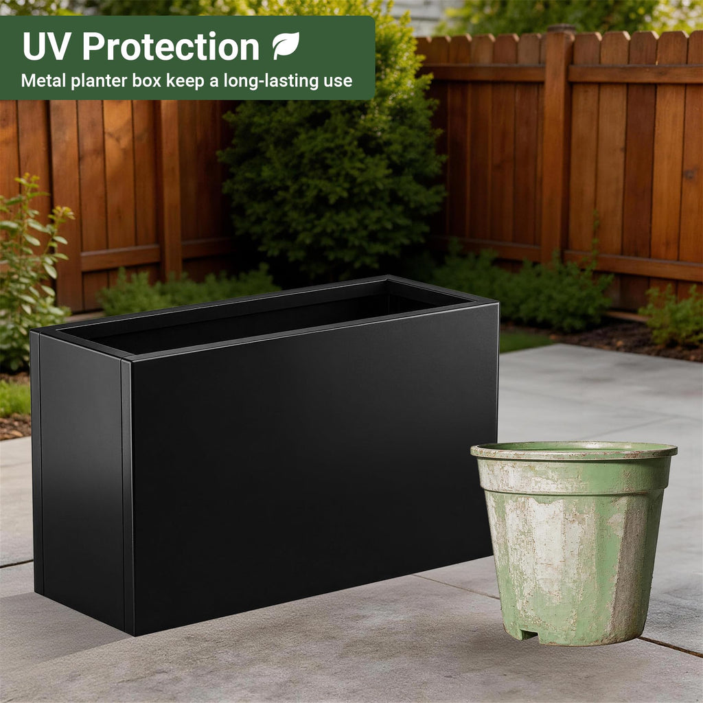 Metal Planter Box 30" x 12" x 16", Tall Rectangle Privacy Planter