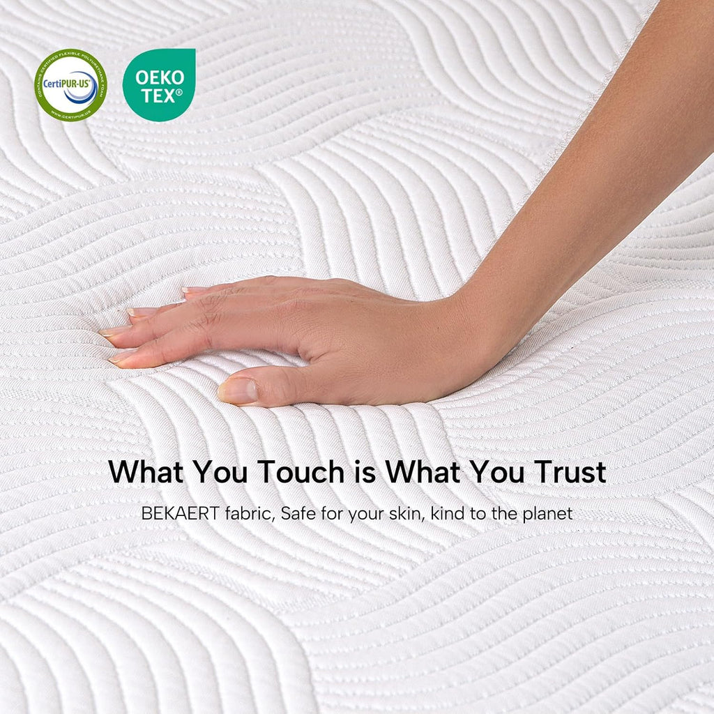 3 Inch Gel Memory Foam Mattress Topper, Dual-Layer Cooling Bed Topper with Bekaert Fabric Cover, Wave-Textured