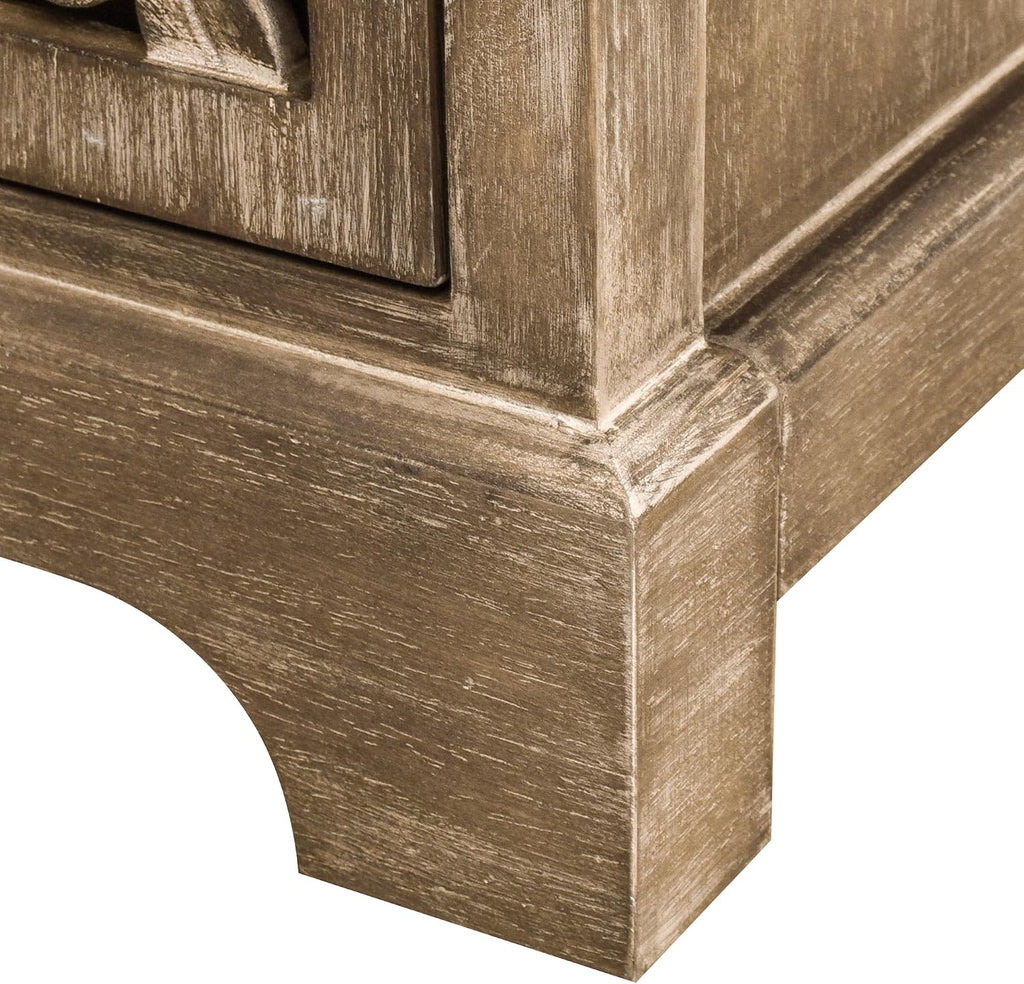 Vintage Hollow Carved Door End Table, Natural | 18x14x30.5", Storage Cabinet with Decorative Panel, Indoor Living