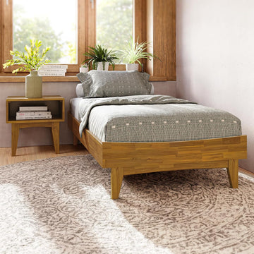 Platform Bed Frame, Modern Bed Frame Without Headboard, Wooden Low Profile Bed Frame, Acacia Wood
