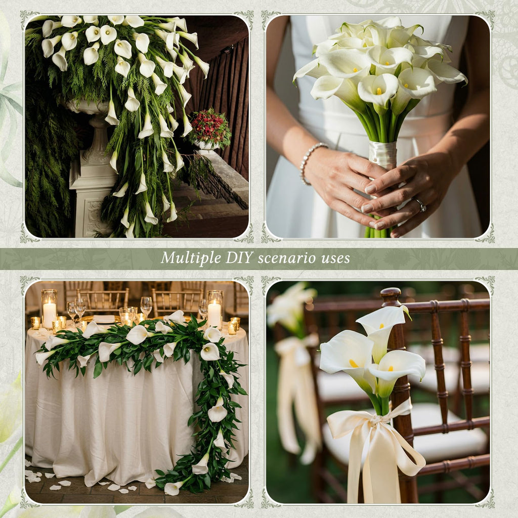 36 Pcs White Calla Lily Hanging Flowers 25.6" Artificial Garland