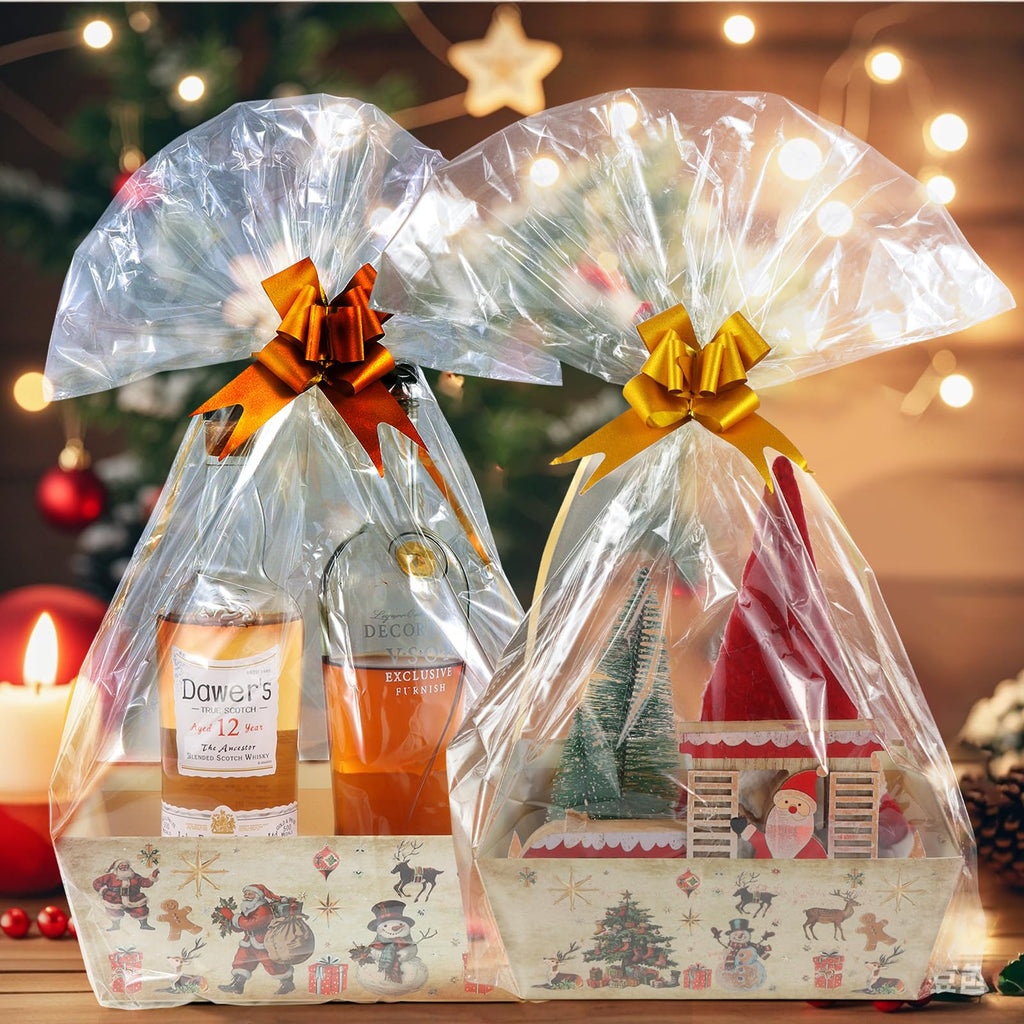 36Pcs 12 Pack Christmas Basket Gifts Set 8x10'' Gifts Baskets for Gifts Empty to Fill with Baskets Empty, Vintage