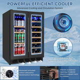 Wine and Beverage Refrigerator 24", Upgraded Dual Zone Wine Beverage Cooler with