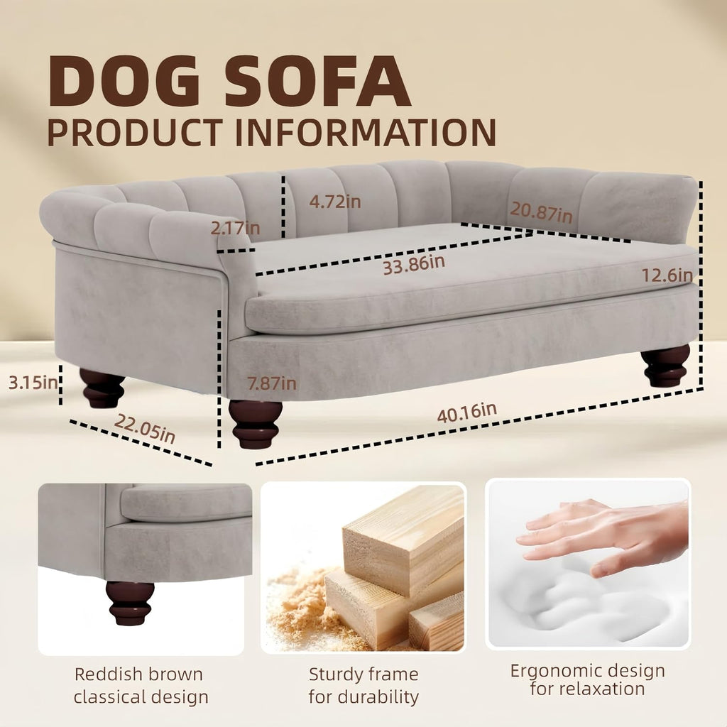 Dog Couch Sofa Bed, Comfortable Pet Sofa for Large and Medium Dogs, Soft Velvet Cushion, Durable Pet Furniture