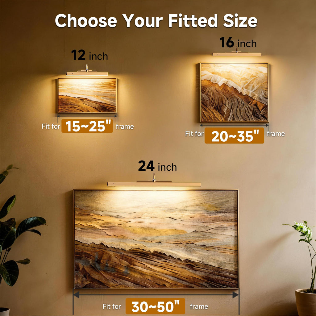 Picture Lights for Wall Brass,6000mAh Battery Operated Art Frame Lighting,Cordless Wireless Remote Dimmable Wall