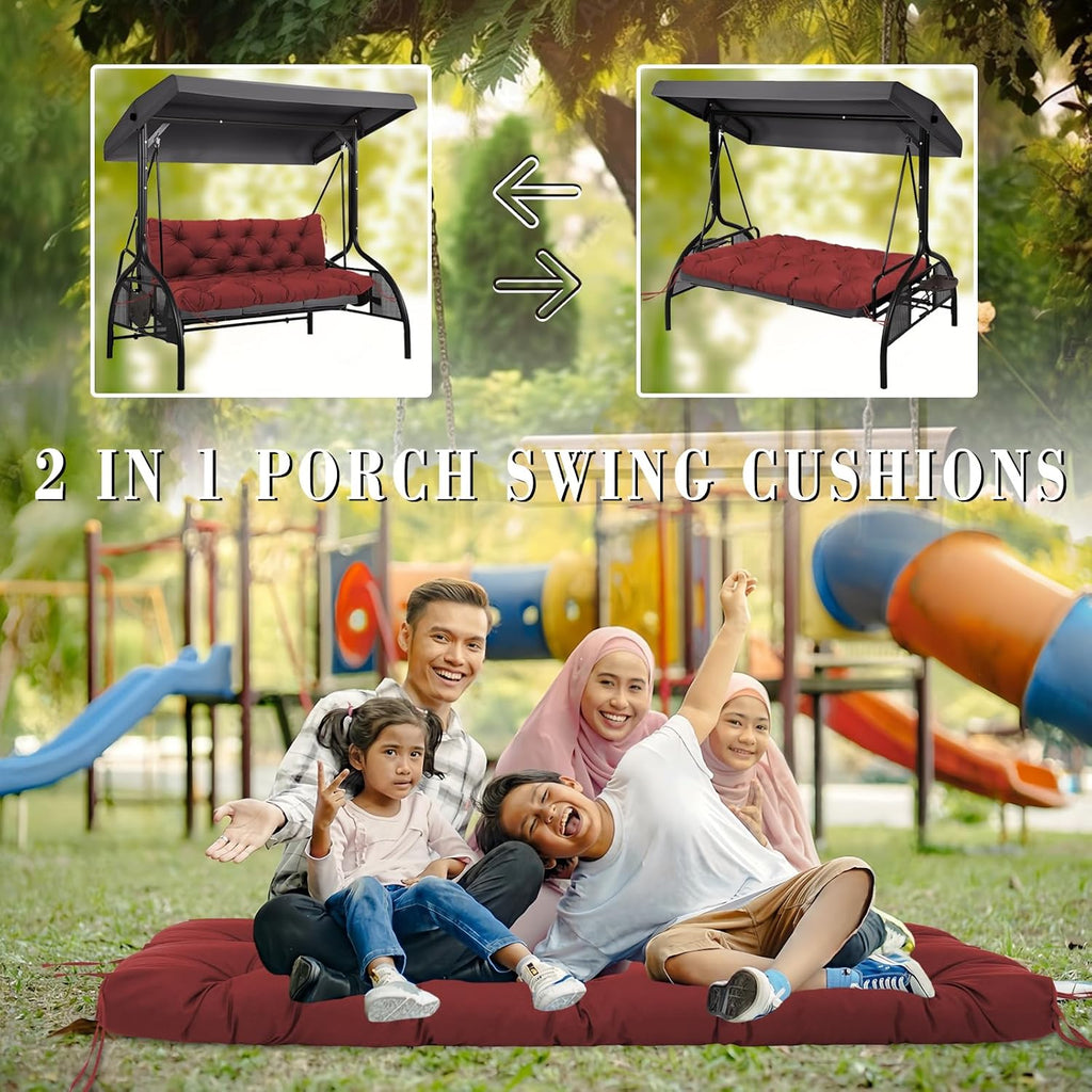5" Thick Outdoor Porch Swing Cushions 60" Waterproof 2 Seater | PP Cotton & Memory Foam Fill, Fade Resistant, with