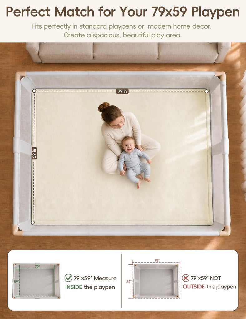 1.3" Thick Baby Play Mat for Floor, 79x59 Large Kids Room Rugs