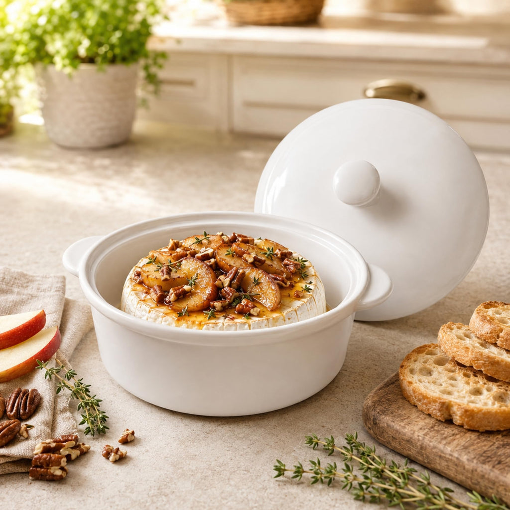 Gourmet Bistro Brie Baker Set, Premium Porcelain, Oven-Safe
