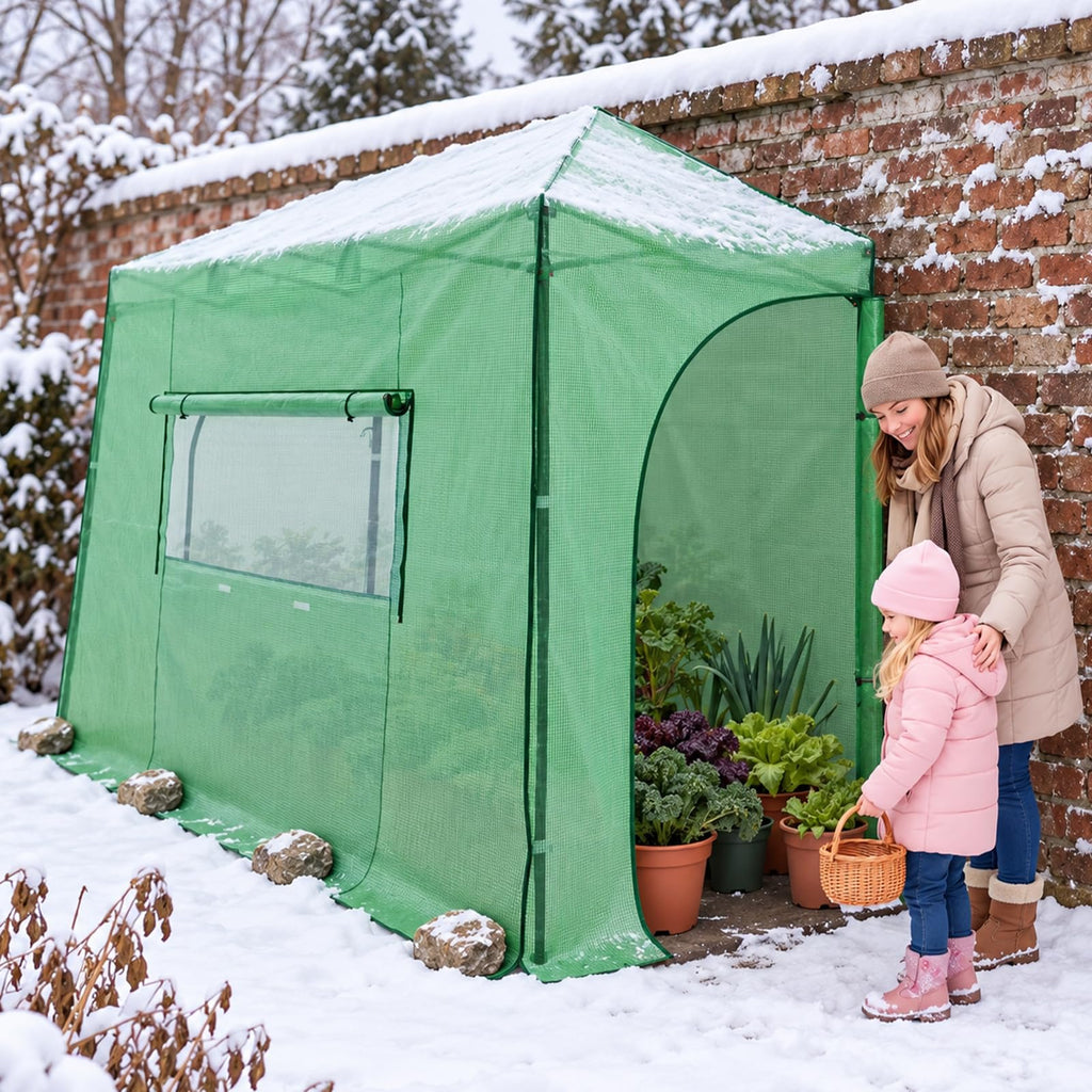10x5 Easy Setup Pop Up Greenhouse, Lean-To Design, Clear/Green