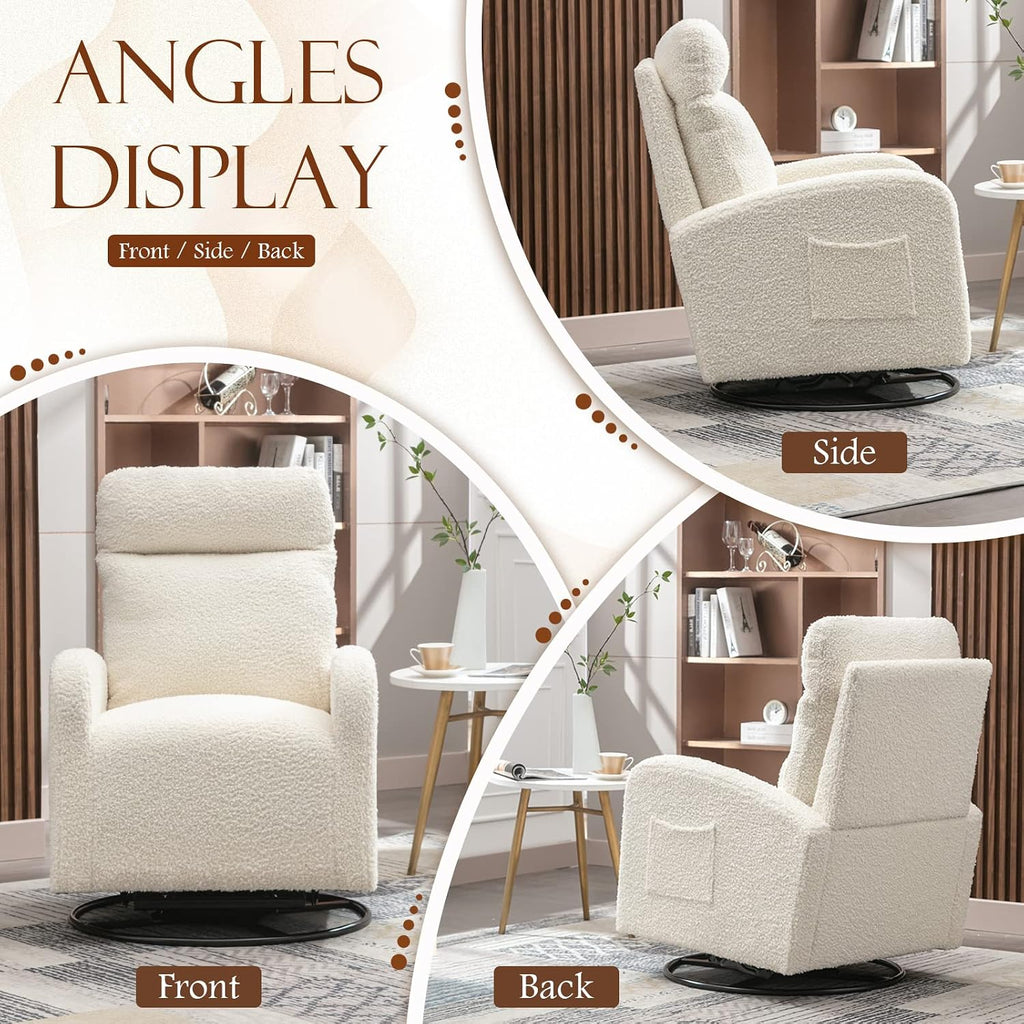 Modern Swivel Glider Chair, Upholstered Accent Glider Rocker for Baby Nursery, Comfy Tall Back Rocking Armchair with