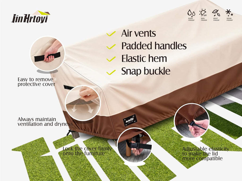 JinHrtoyi 3-Seater Outdoor Couch Cover, 76Wx32Dx31H inches Outdoor Furniture Covers Waterproof,100% Waterproof Heavy