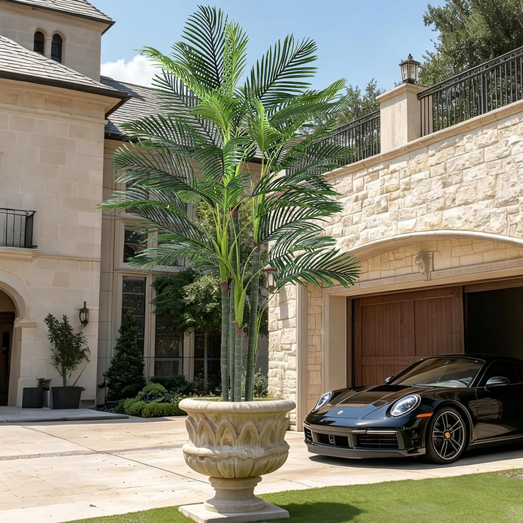 Palm Tree 8FT, Tall Palm Trees with Realistic Trunk & Lush Fronds, Large Fake Tropical Tree for Poolside, Patio