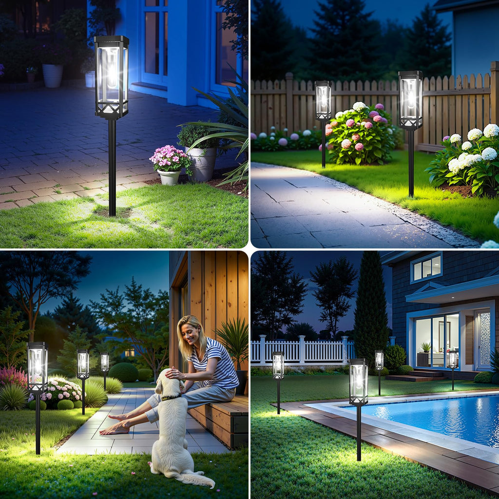 Taller Solar Pathway Lights Outdoor, 6 Pack Upgraded Brighter Solar Garden Lights Solar Powered, Up to 15 Hours