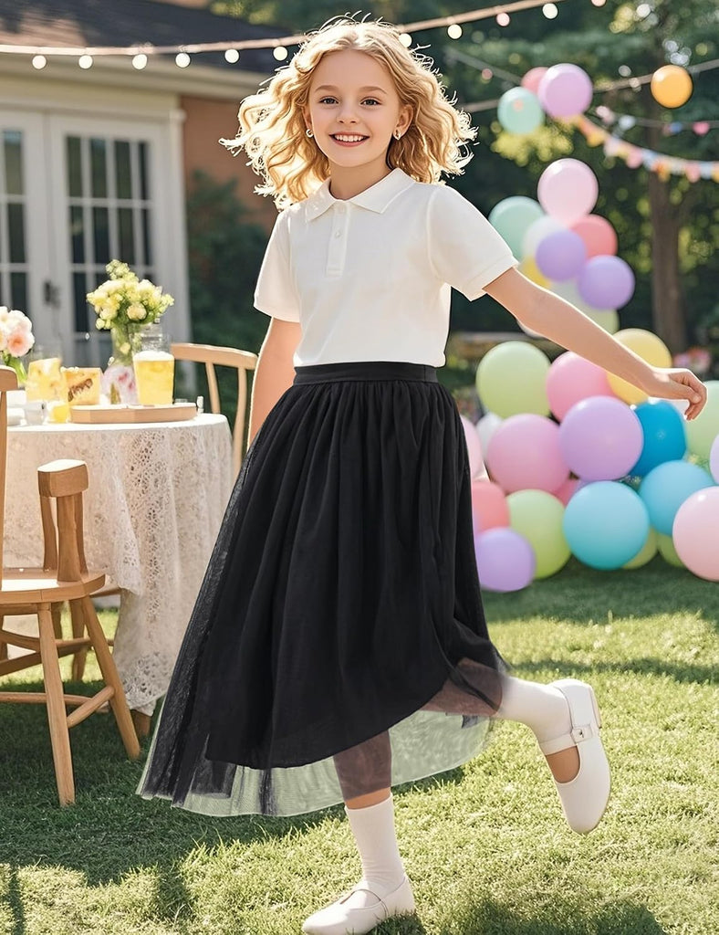 Girls Tulle Skirts A-line Mesh Skirt Long Tutu Skirts for Girls