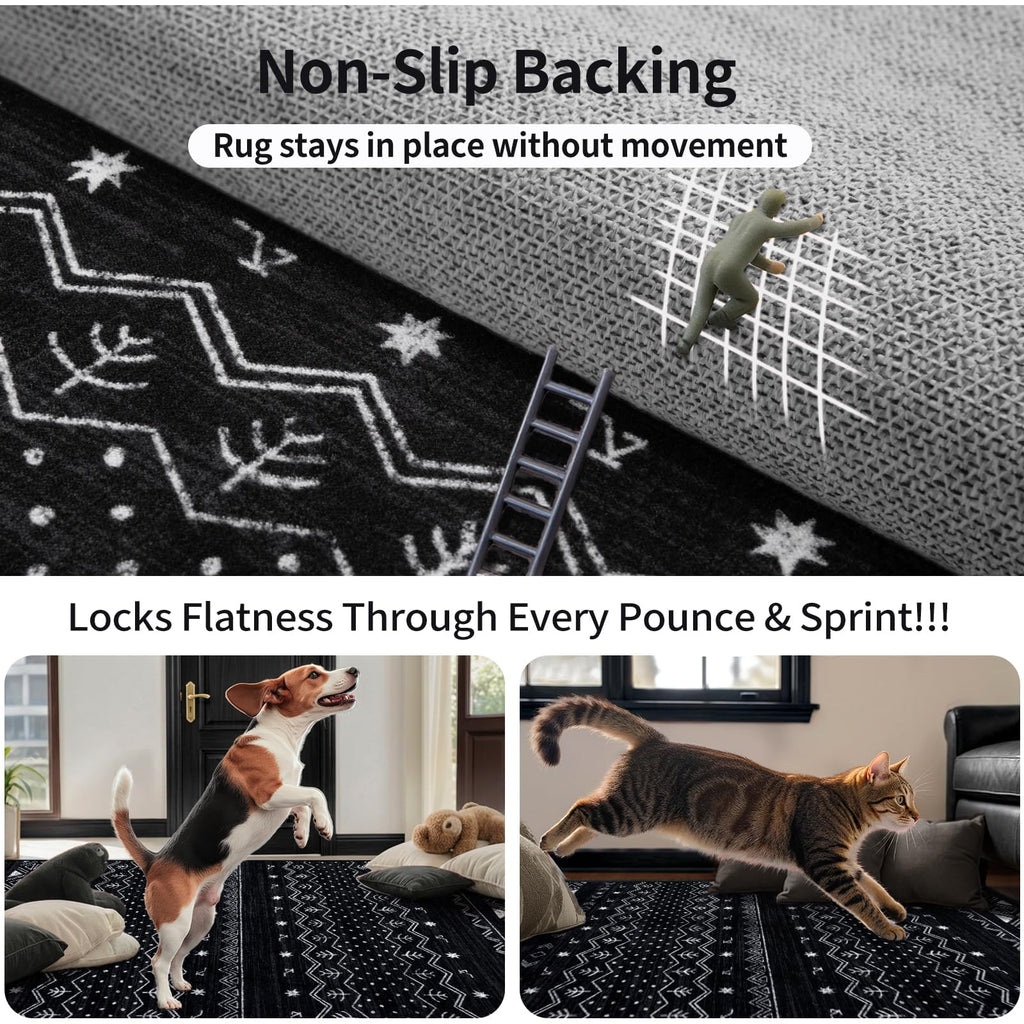 2'6"x16' Washable Non-Slip Boho Runner Rug