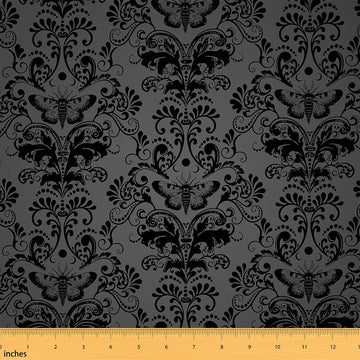 Retro Bohemian Decorative Fabric 2 Yards, Gothic Baroque Damask Fabric By The Yard for Adults Men, Vintage Victorian