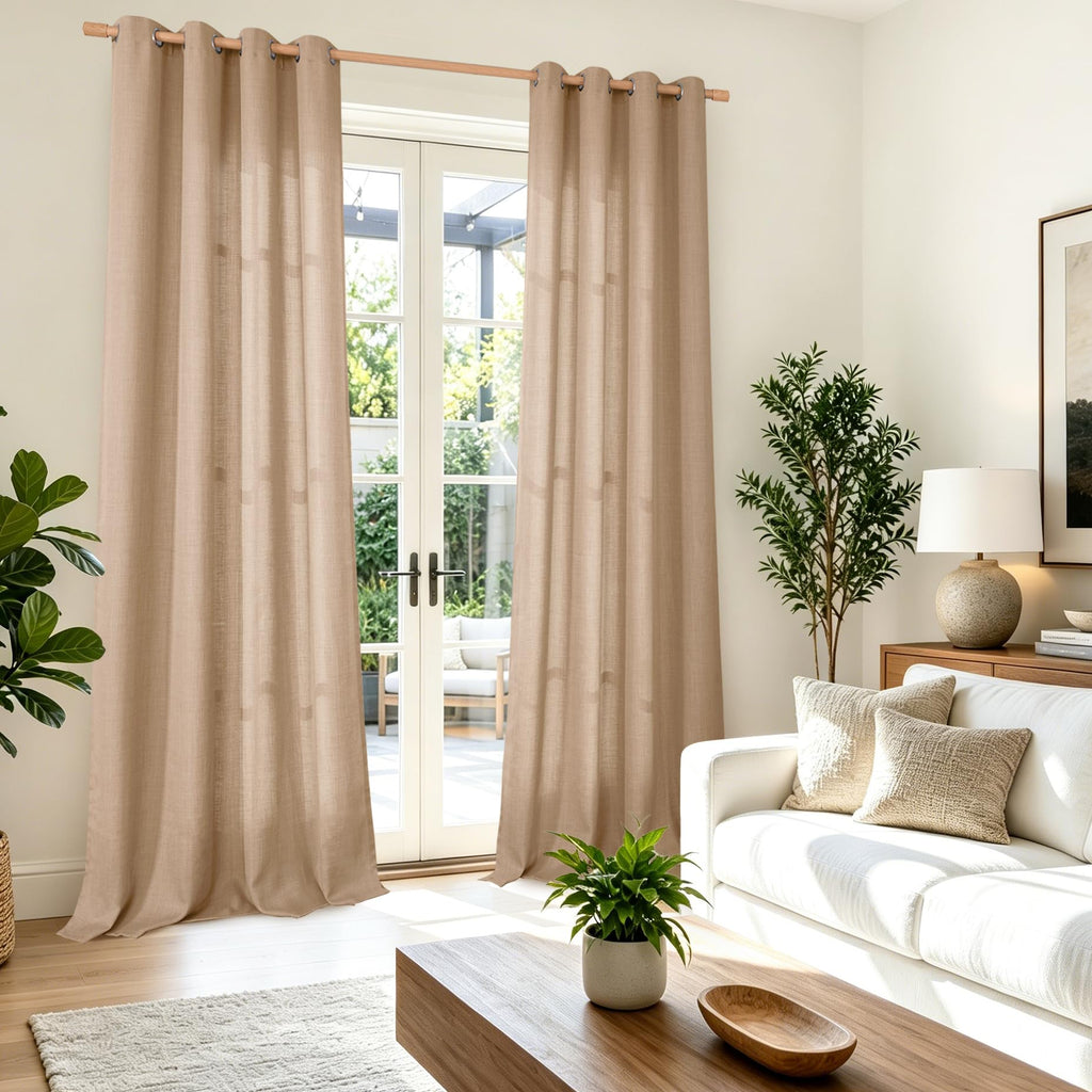 Tan Curtains 84 Inch Long - Burlap 2 Panels