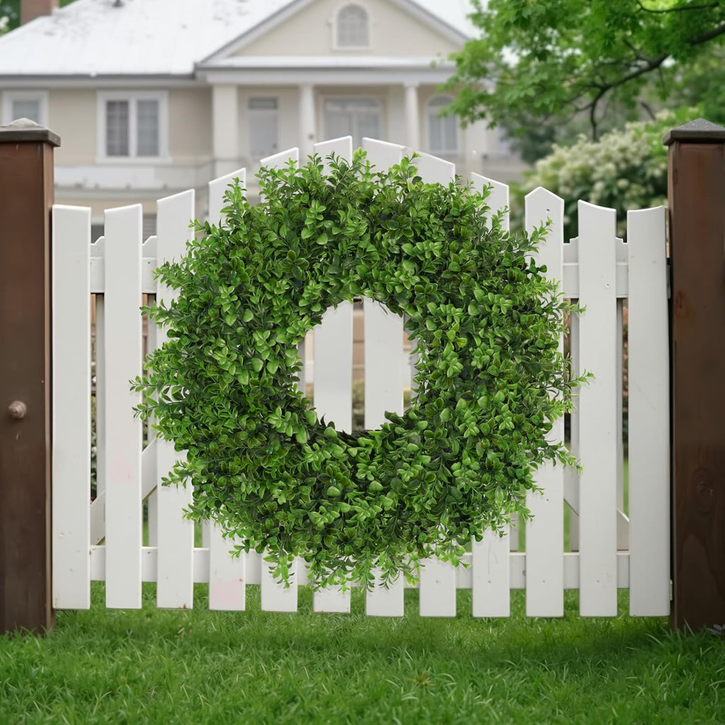 26 Inch Large Boxwoods Wreaths for Front Door Artificial Green Leaves Greenery Indoor Outdoor Wreath Home Decor Porch