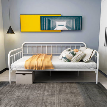 Multi-Purpose Metal Daybed Frame Twin Size, White Color