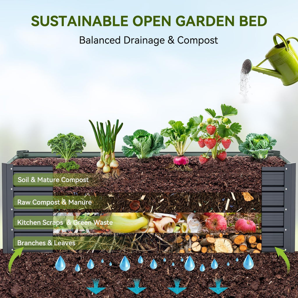 6x3x1.5 FT Metal Raised Garden Bed Outdoor, Heavy Duty Planter Box | 100% Non-Toxic, 202 Gal Large Capacity