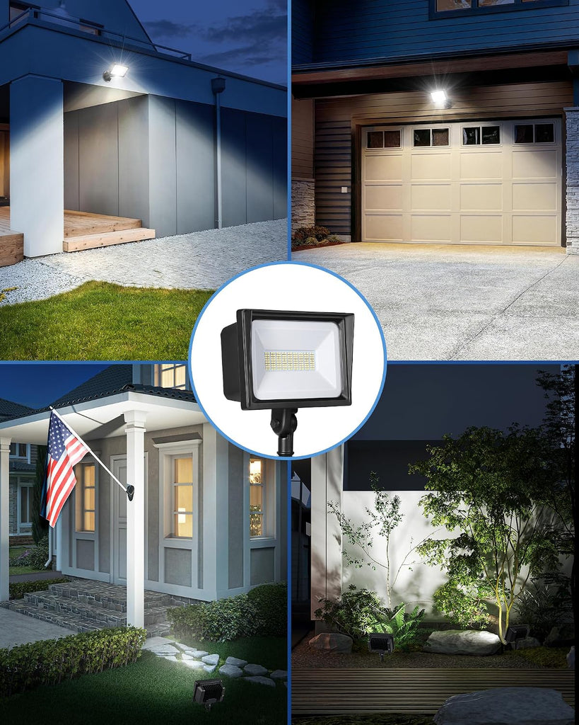 65W Outdoor LED Flood Light, IP65 Waterproof 6670LM 5000K, Black | Knuckle Mount, Super Bright, Security Flood Light