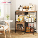 Coffee Bar Cabinet for Home - Farmhouse Coffee Stand Station Multi-Purpose Buffet Sideboard Cabinet with Drawers