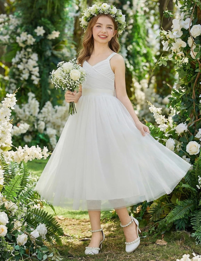 Flower Girl Dress Spaghetti Strap Tulle Long Formal Party Dresses