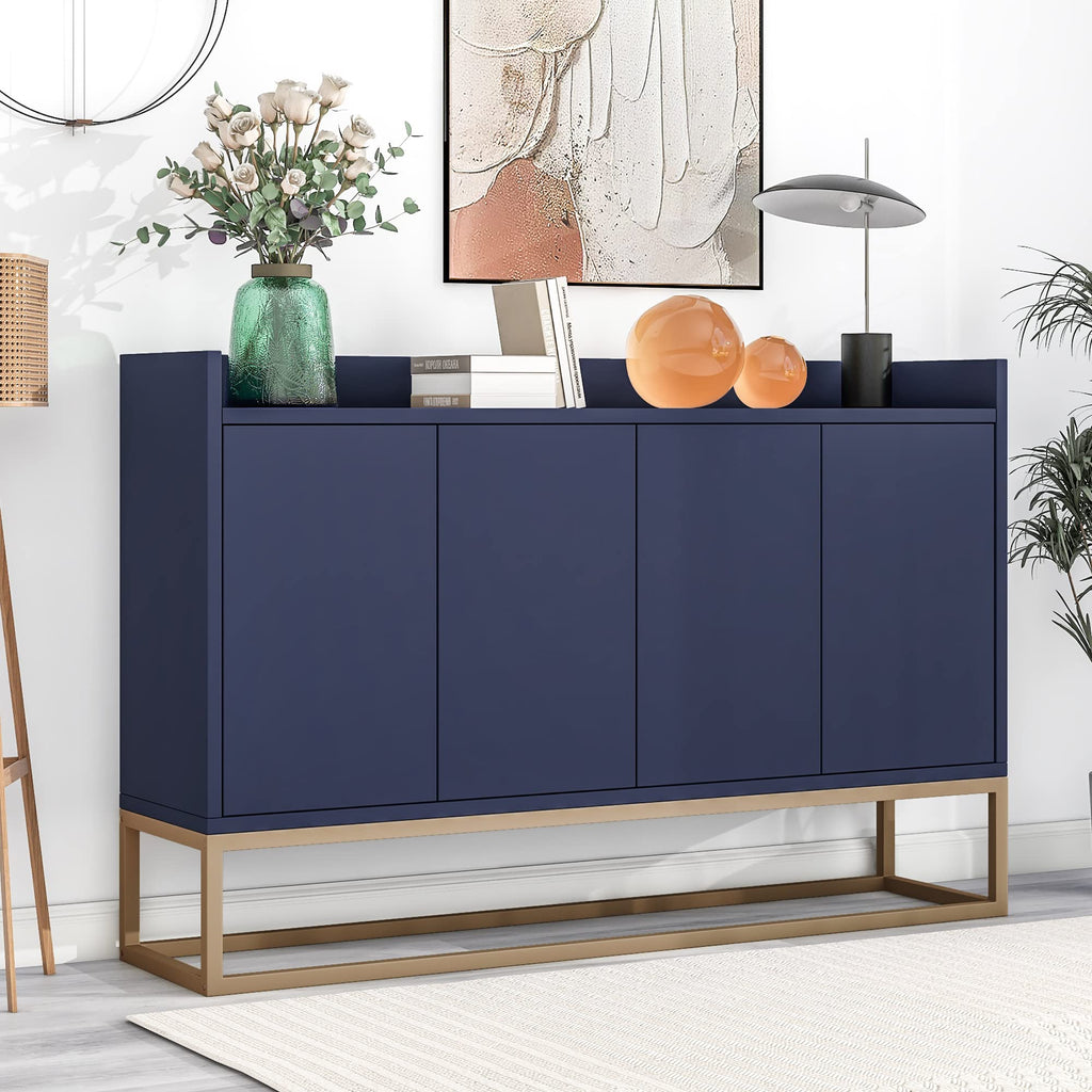 Sideboard Buffet Cabinet with Storage, Modern Storage Cabinet with 4 Doors and Metal Base, Accent Console Table with