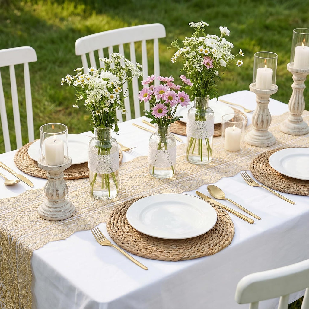 Round Woven Placemats 13in Rattan Charger Wicker Boho Place mat - Set of 6