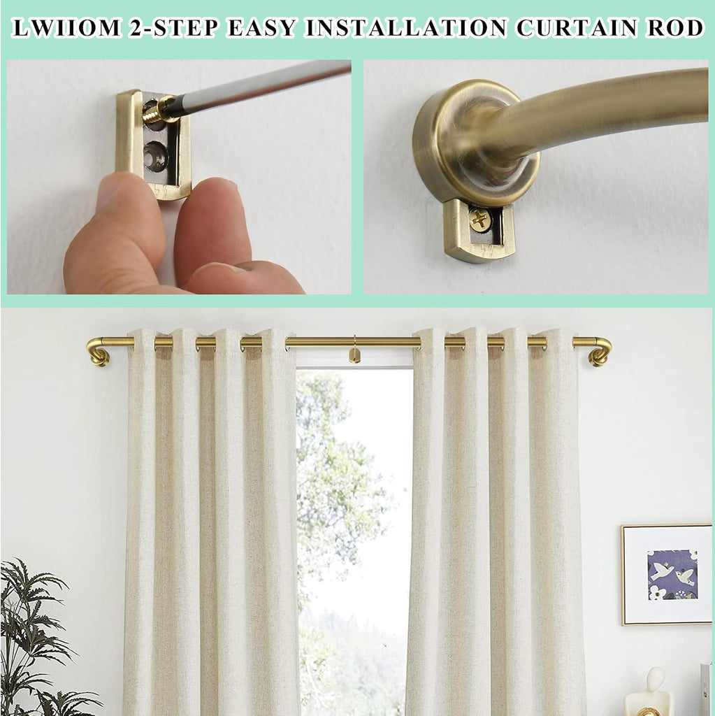 Antique Bronze Curtain Rod - 28-56" with 1" Diameter Discs, Adjustable Room Darkening Curtain Rod with Aluminum