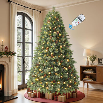 Artificial Prelit Pre-Decorated Christmas Tree with Remote, Timer