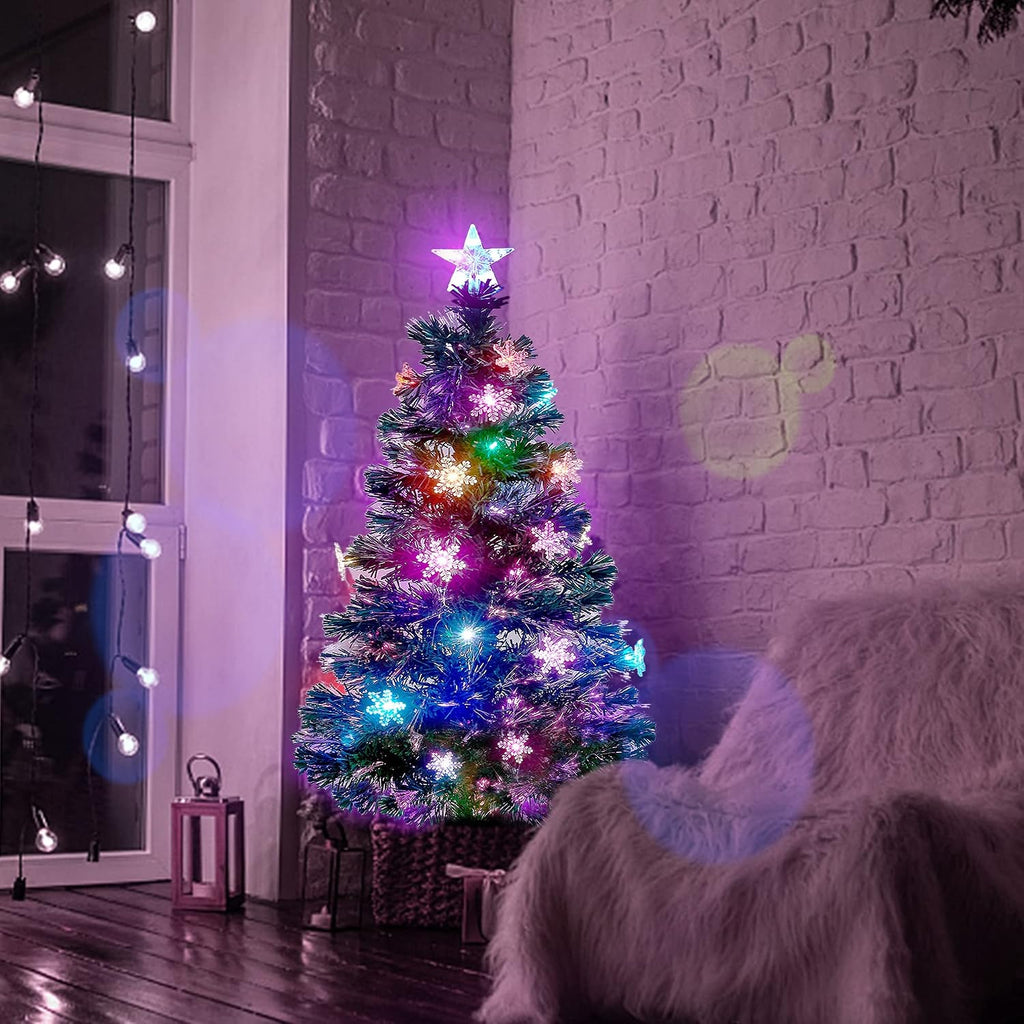 3 FT Fiber Optic Christmas Tree with Lights Artificial Xmas Trees