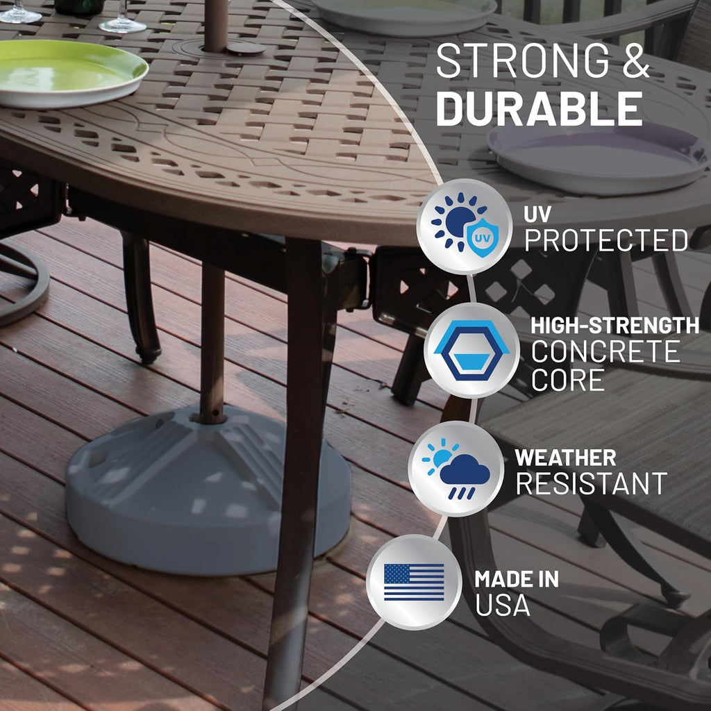 Durable 50 Pound Fillable Umbrella Base Designed to be Used with a Patio Table - Gray