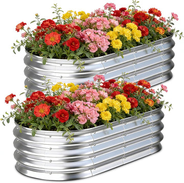 Galvanized Raised Garden Bed Outdoor, 4x2x1ft(2Pack) Metal Heavy Duty Planter Boxes for Gardening, Easy Assemble