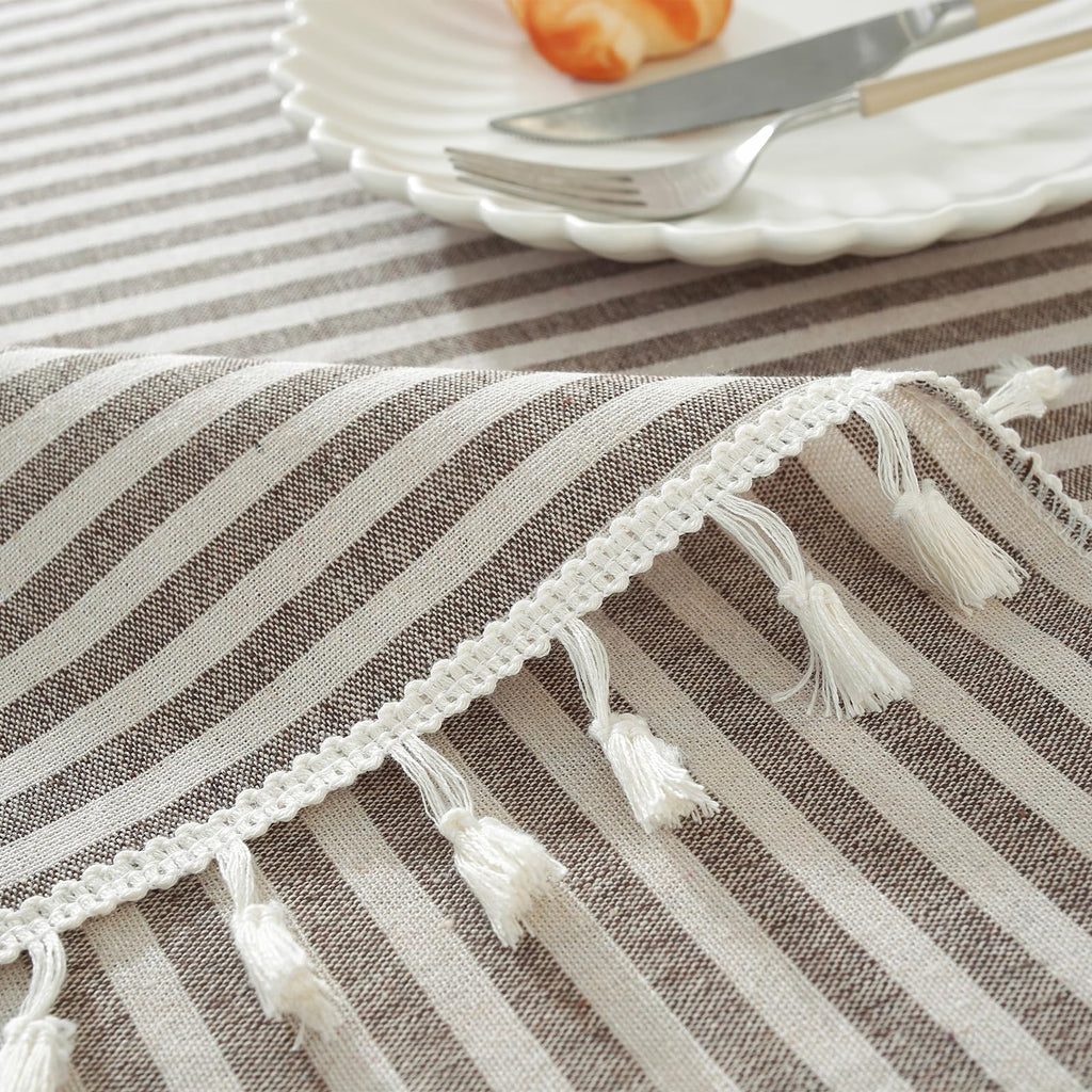 Striped Tablecloth Rectangle Tablecloths Cotton Blend Table Cloth Washable Tabletop Decorative Fabric Table Cover