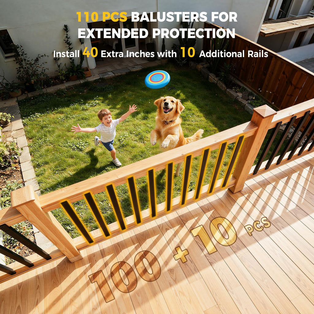 110 Pcs 26"Rectangular Deck Balusters, Straight Spindles Railing Kit